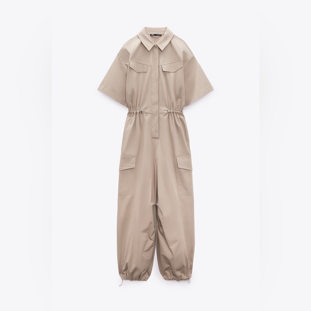 NWT! Zara Full Length Gabardine Jumpsuit - Picture 8 of 11